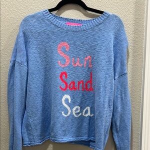 Lilly Pulitzer Blue Sweater Sun Sand Sea Large